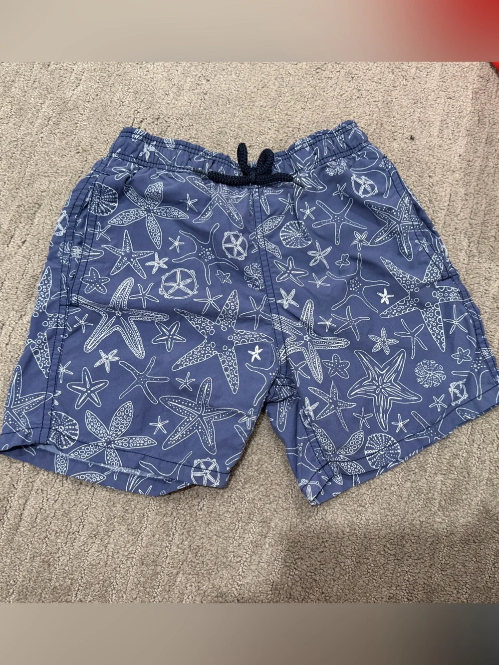Vilebrequin Kids Swim Trunks with White Starfish Print - Blue